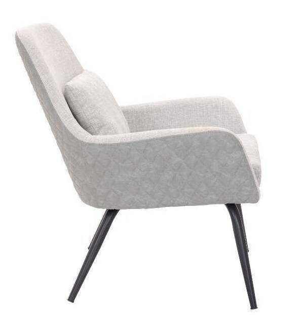 Cheap Price Velvet Soft Seat White Fabric Cushion Black Legs Accent Lounge Chair