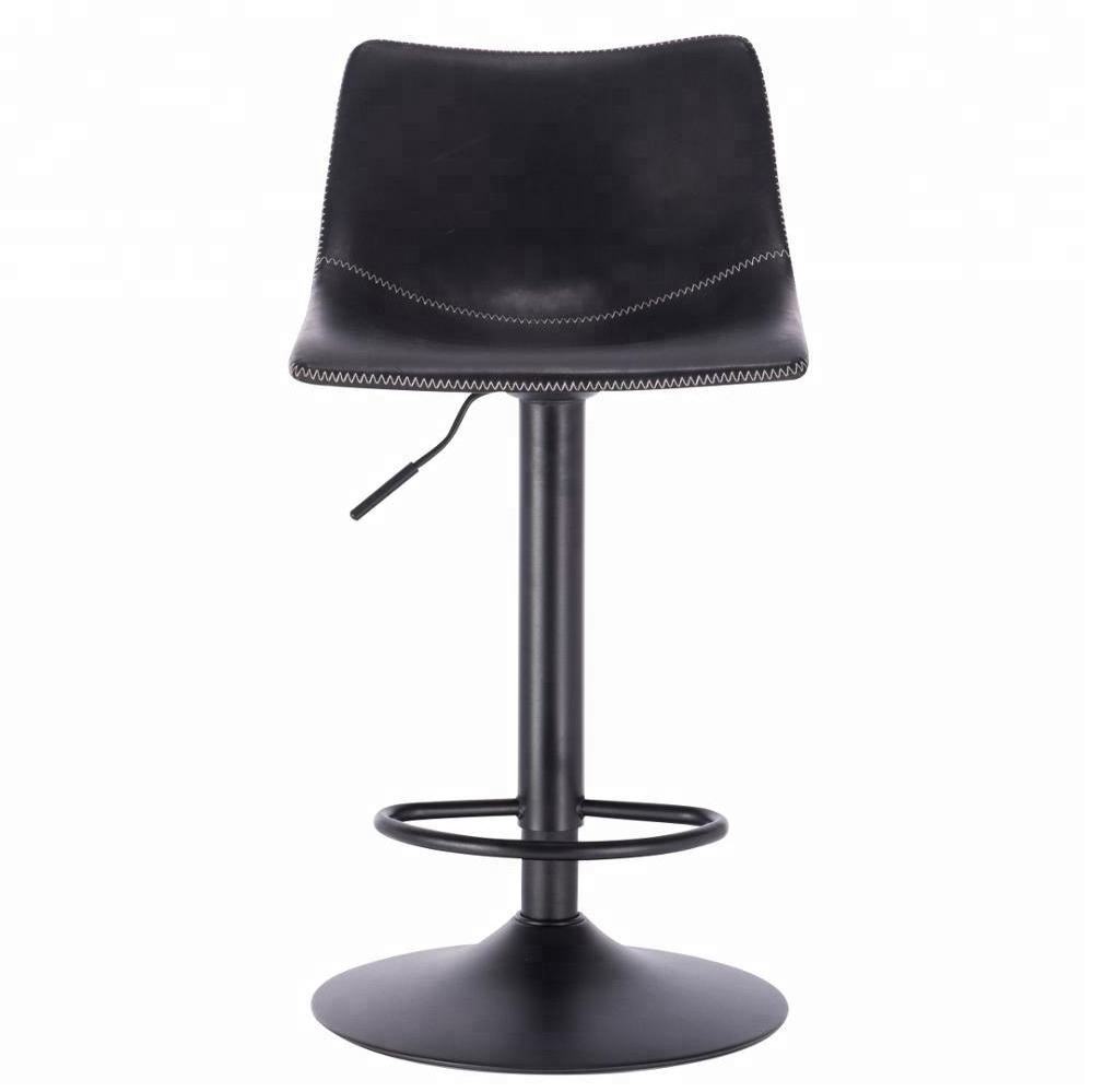 Industrial Bar Stool with Crazy Horse Faux Leather and Zigzag Stitching Swivel Bar Counter Stool