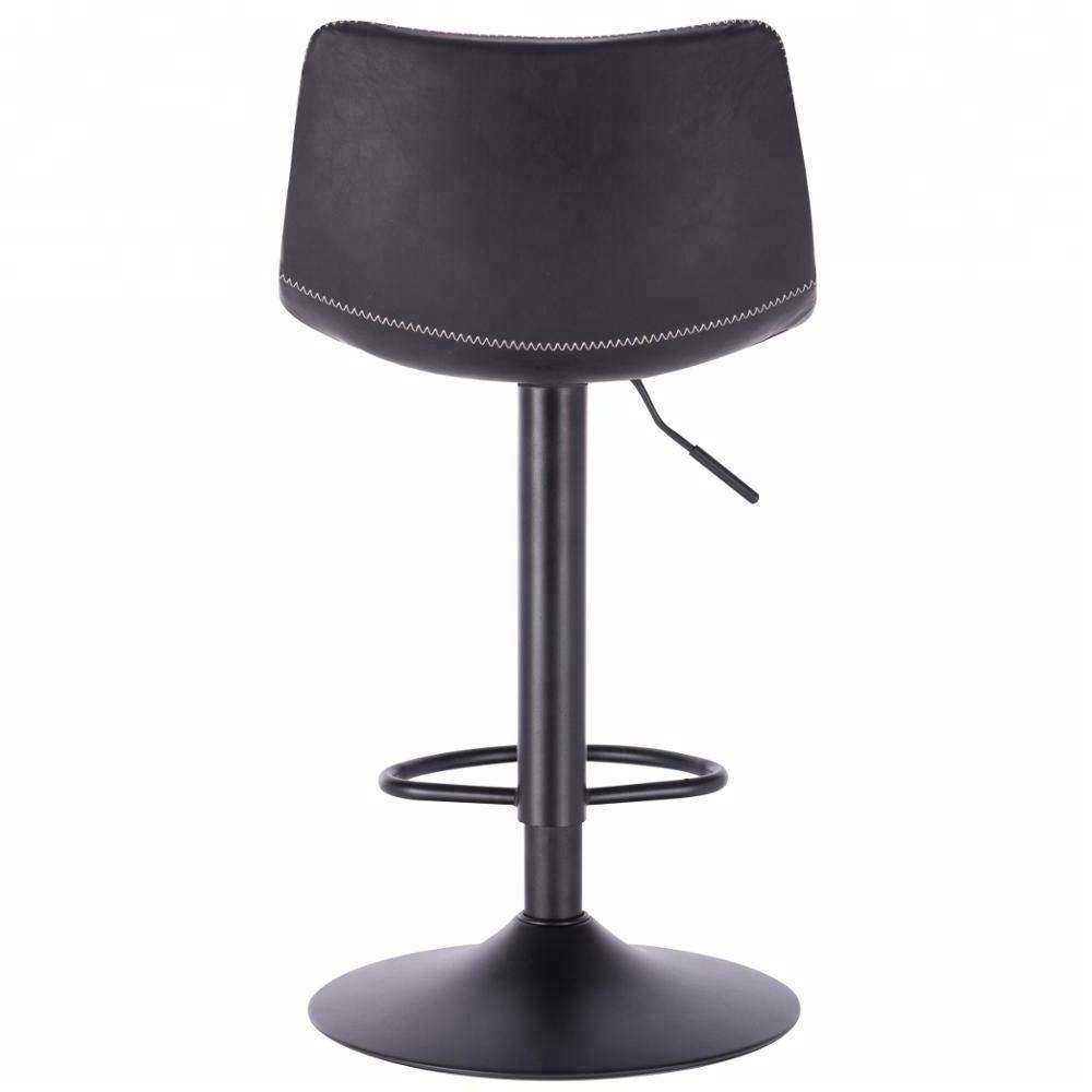 Industrial Bar Stool with Crazy Horse Faux Leather and Zigzag Stitching Swivel Bar Counter Stool