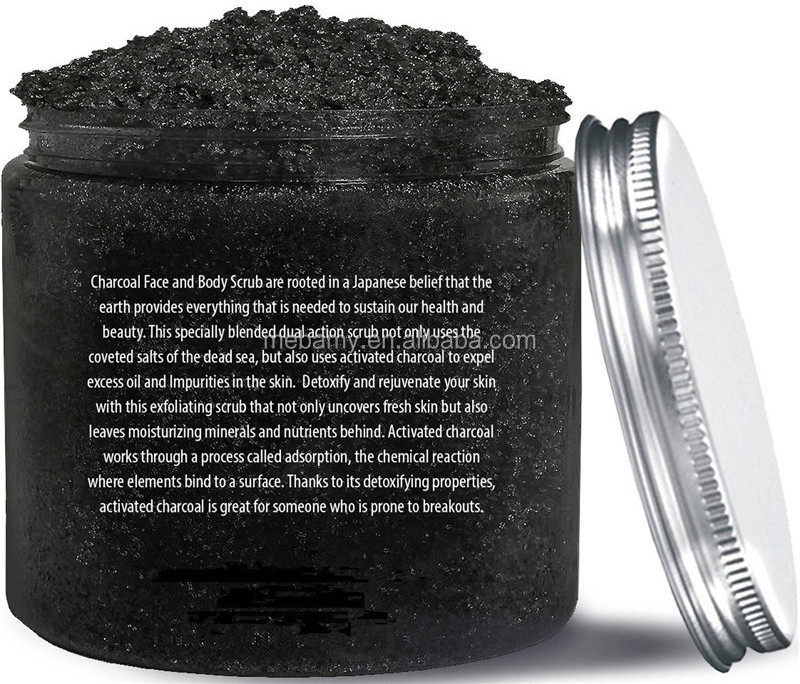 100% Natural Active Charcoal Body Scrub for Deep Cleansing and Exfoliation