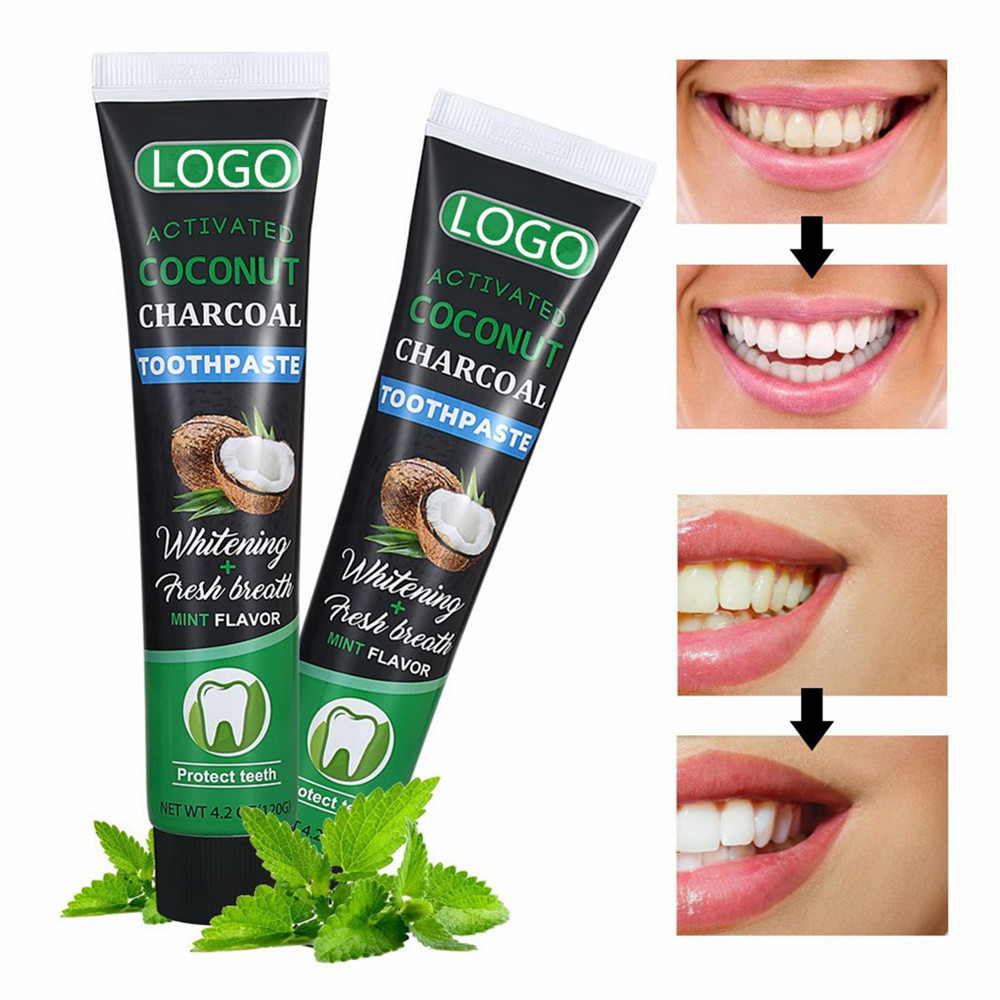 Private Label Organic Coconut Oil Activated Charcoal Whitening Toothpaste Teeth Whitening Black OEM ODM Welcomed 1000pcs 3 Years