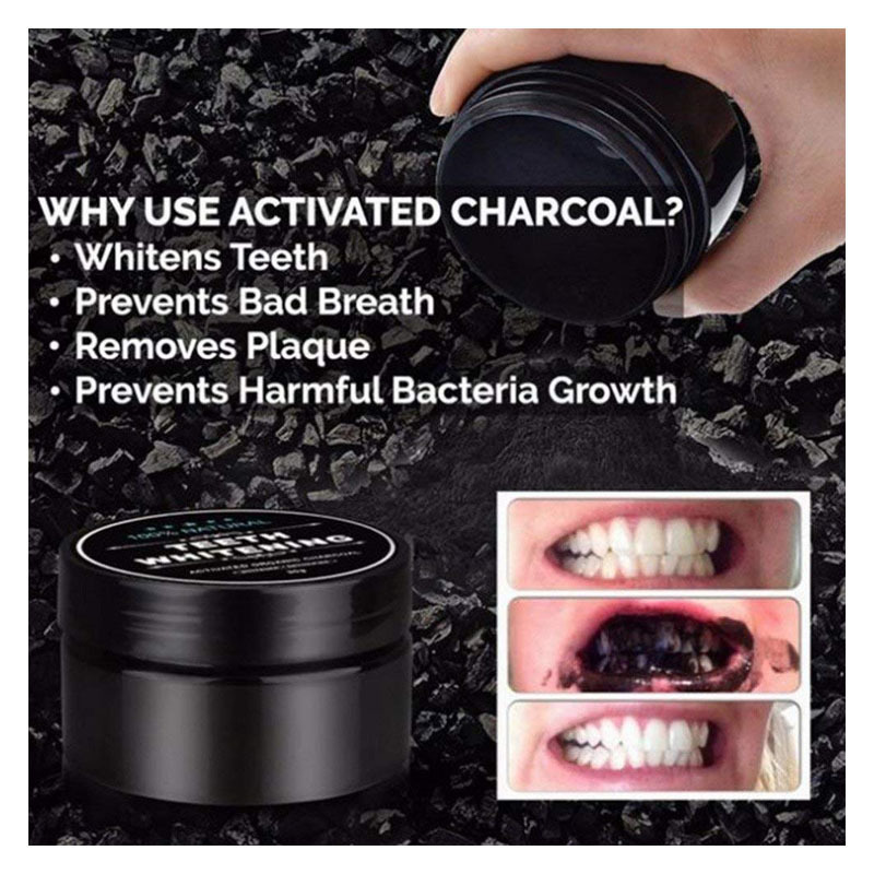 Private Label Organic Activated Charcoal Teeth Whitening Powder with Bamboo Toothbrush