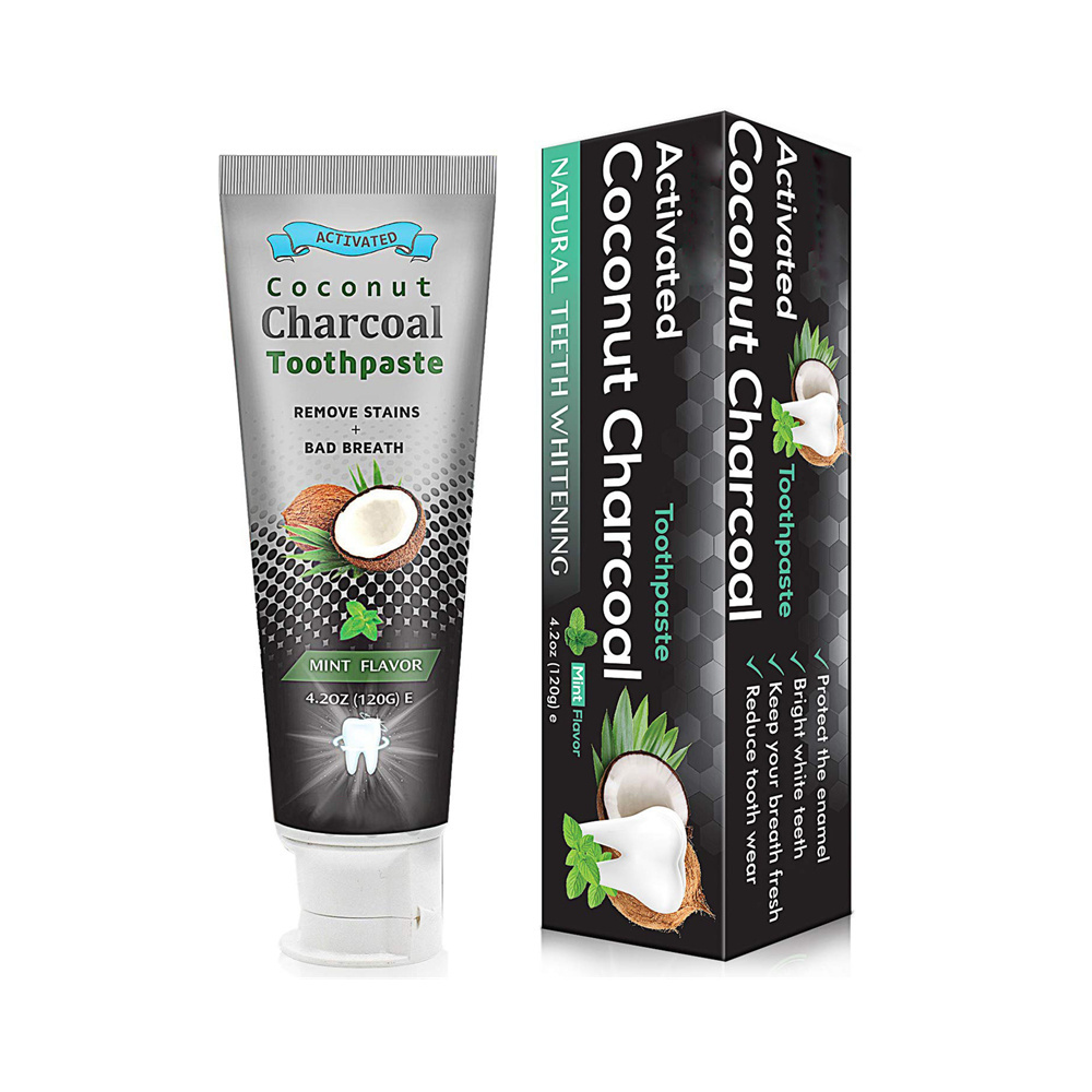 Private Label Natural Coconut Oil Activated Charcoal Whitening Teeth Toothpaste