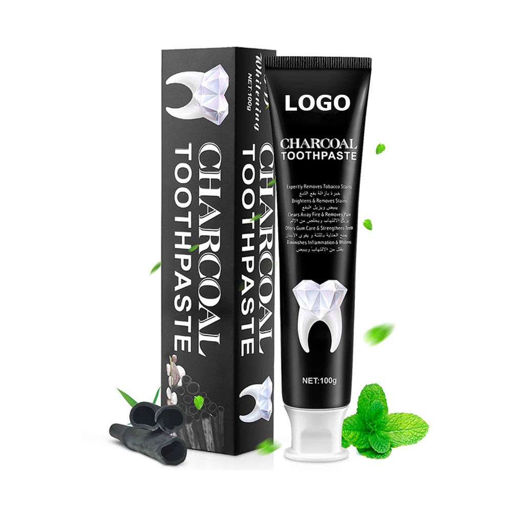 Private Label Natural Fluoride Free Mint Oral Cleaning Teeth Whitening Charcoal Toothpaste