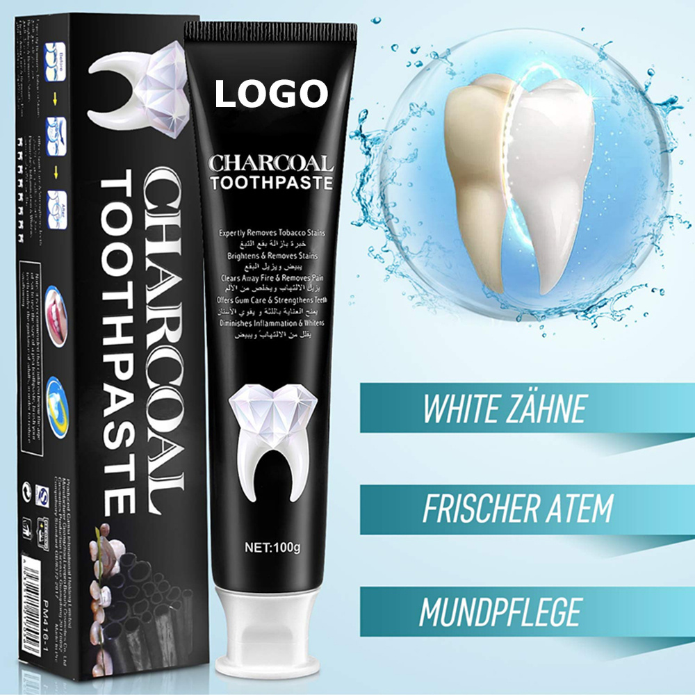 Private Label Natural Fluoride Free Mint Oral Cleaning Teeth Whitening Charcoal Toothpaste