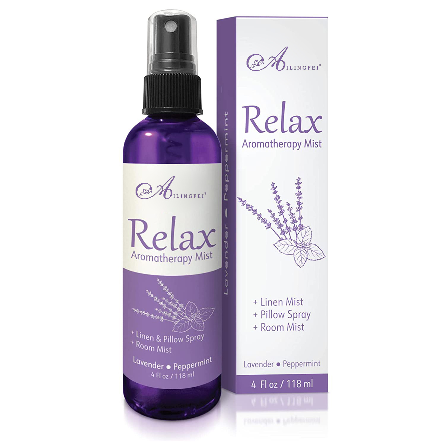 Private Label Natural Relax Aromatherapy Spray with Lavender & Peppermint Essential Oil Pillow Spray, Linen Mist & Room Spray