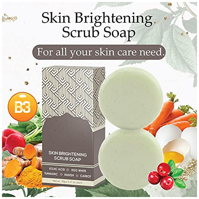 Wholesale Organic Kojic Acid+Egg White Reduces Dark Or Red Spots Skin Brightening Scrub Soap