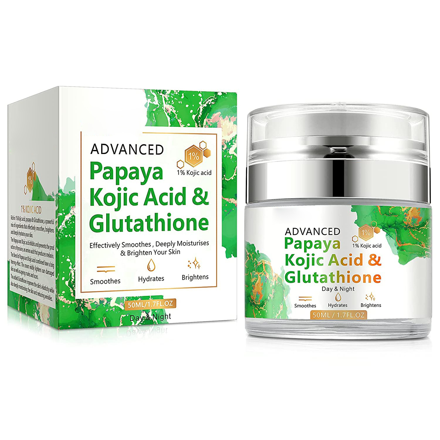 Private Label Natural and Organic Hydrating Skin Whitening Papaya Kojic Acid Glutathione Cream