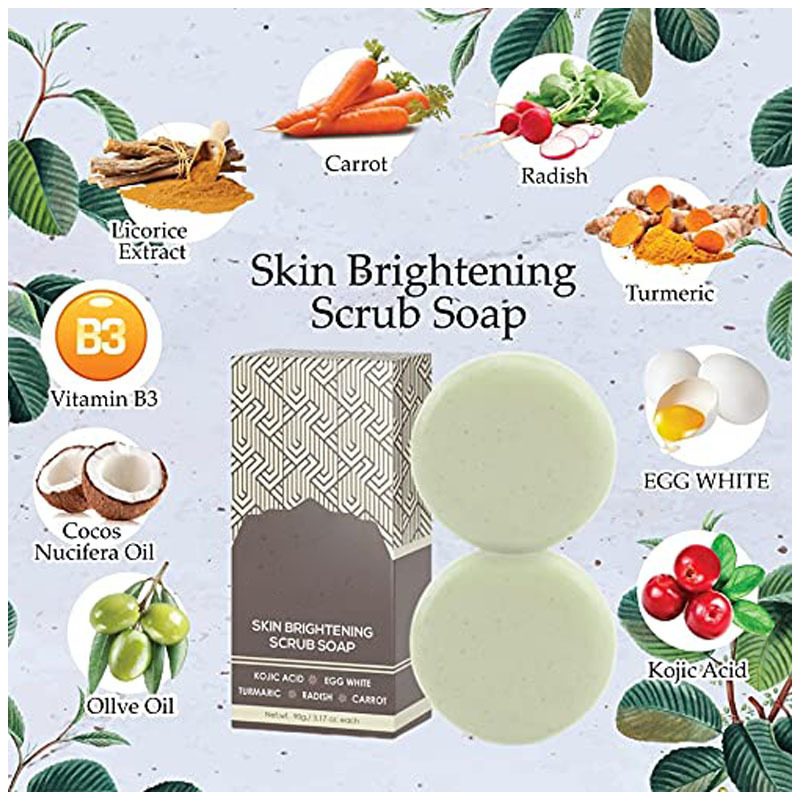 Wholesale Organic Kojic Acid+Egg White Reduces Dark Or Red Spots Skin Brightening Scrub Soap