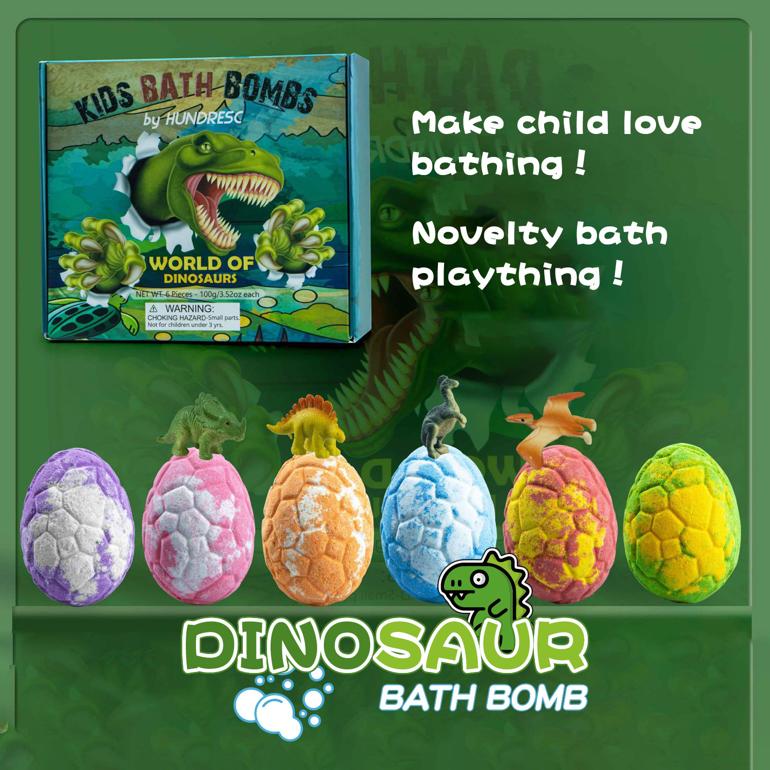 Private Label  Wholesale Natural Dinosaur Egg Bath Bomb With Toys Inside,Natural Bubble Bath Kids