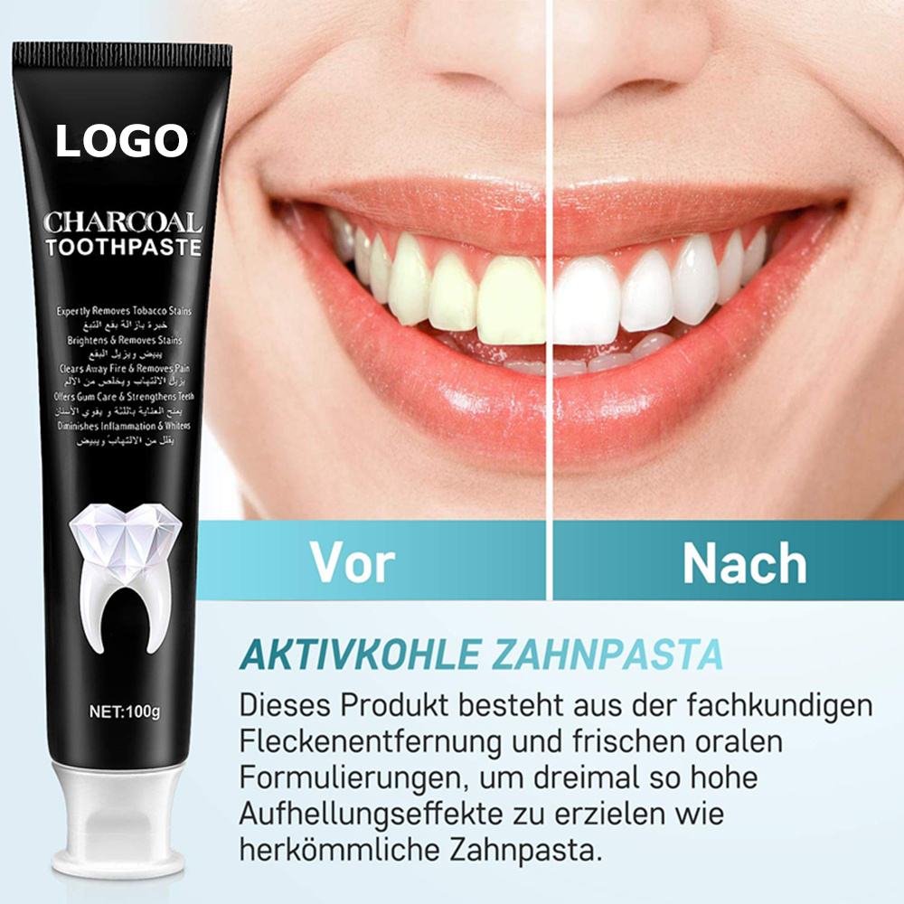 Private Label Natural Fluoride Free Mint Oral Cleaning Teeth Whitening Charcoal Toothpaste