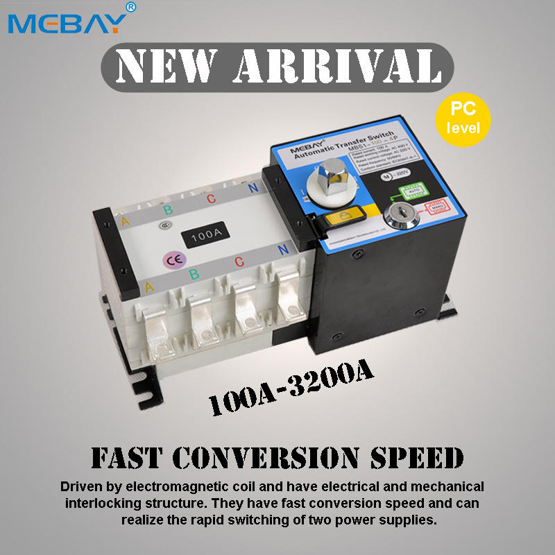 Mebay Generator Transfer Switch ATS 250A AC 400V Automatic Transfer Switch