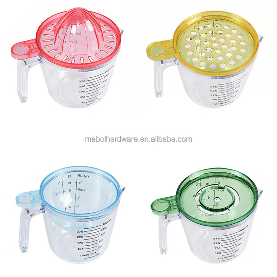 2023 New product idea multi function Juicer Lemon Squeezer egg strainer  ginger grater cup  Manual Citrus Press with measure cup