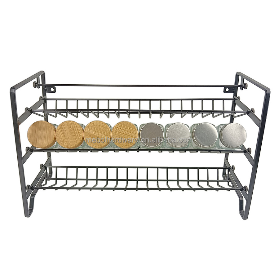 Detachable Spice bottle rack organizer  3 tier kitchen rack  Seasoning bottle organizer  black kitchen  rack glass bottle set