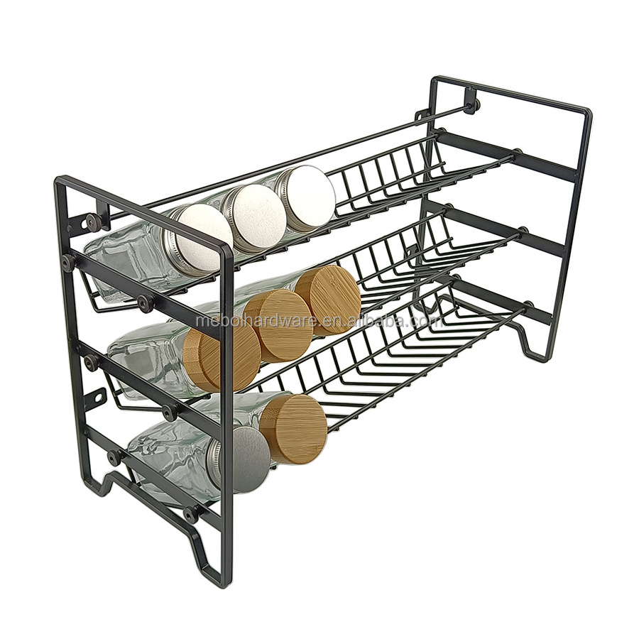 Detachable Spice bottle rack organizer  3 tier kitchen rack  Seasoning bottle organizer  black kitchen  rack glass bottle set