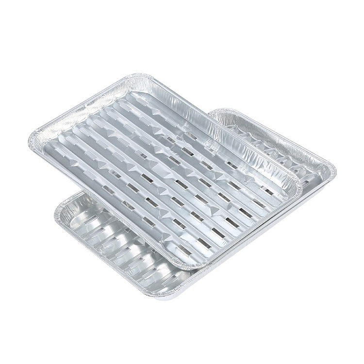 LFGB Food Safe Aluminum Disposable Tray BBQ Aluminum Tray Non-stick Grill Tray