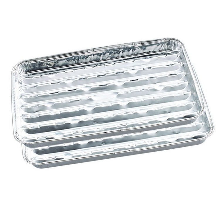 LFGB Food Safe Aluminum Disposable Tray BBQ Aluminum Tray Non-stick Grill Tray