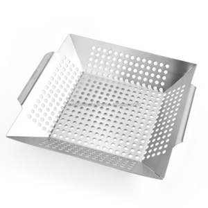 Stainless steel Square Grill and vegetable basket , meat  Grill pan Barbecue Basket high quality   BBQ Grill Topper,