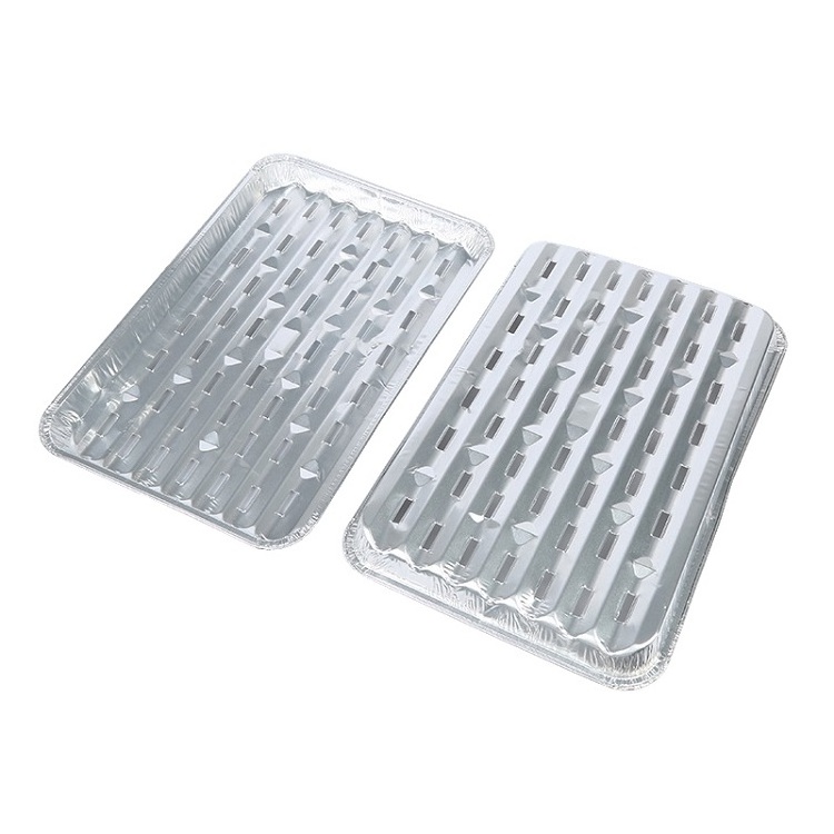 LFGB Food Safe Aluminum Disposable Tray BBQ Aluminum Tray Non-stick Grill Tray