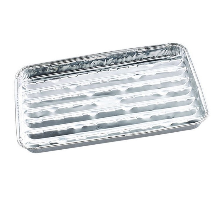 LFGB Food Safe Aluminum Disposable Tray BBQ Aluminum Tray Non-stick Grill Tray