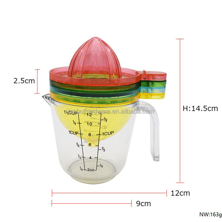 2023 New product idea multi function Juicer Lemon Squeezer egg strainer  ginger grater cup  Manual Citrus Press with measure cup