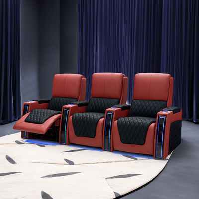 2024 Latest Design Factory Direct Sale Electric Seating Genuine Leather Home Cinema Seats Recliner Chair Movie Theater Furniture