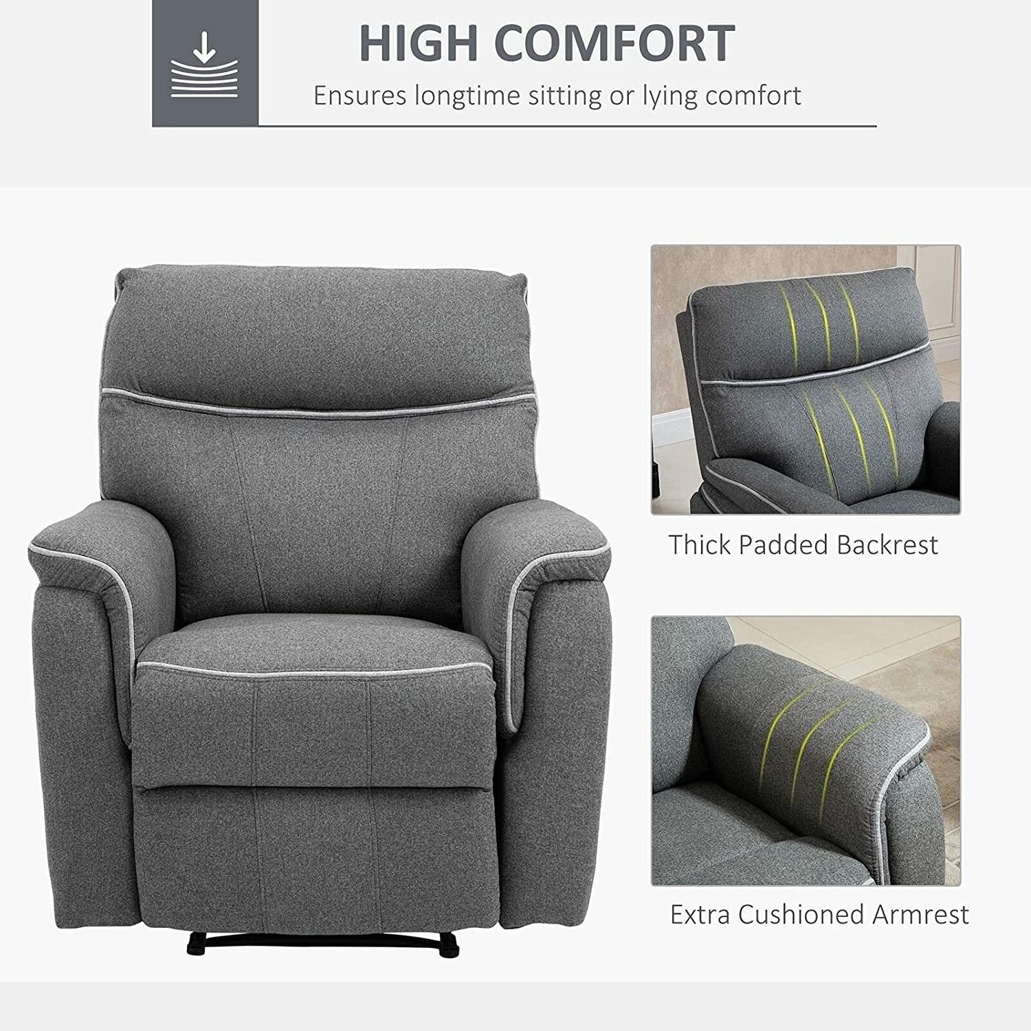 2022 New trend multi-position gray Fabric armchair rocking swivel glider recliner Sofas Single Reclining Chair for living room