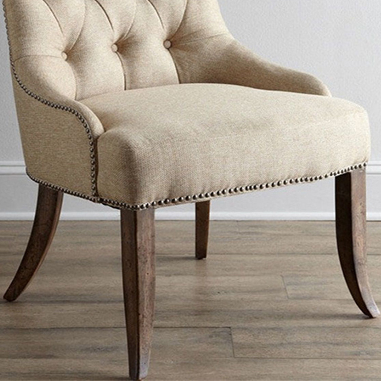 New hot selling luxury designed accent cane Velvet chesterfield button Commercial tufted Dining Chair with wooden frame