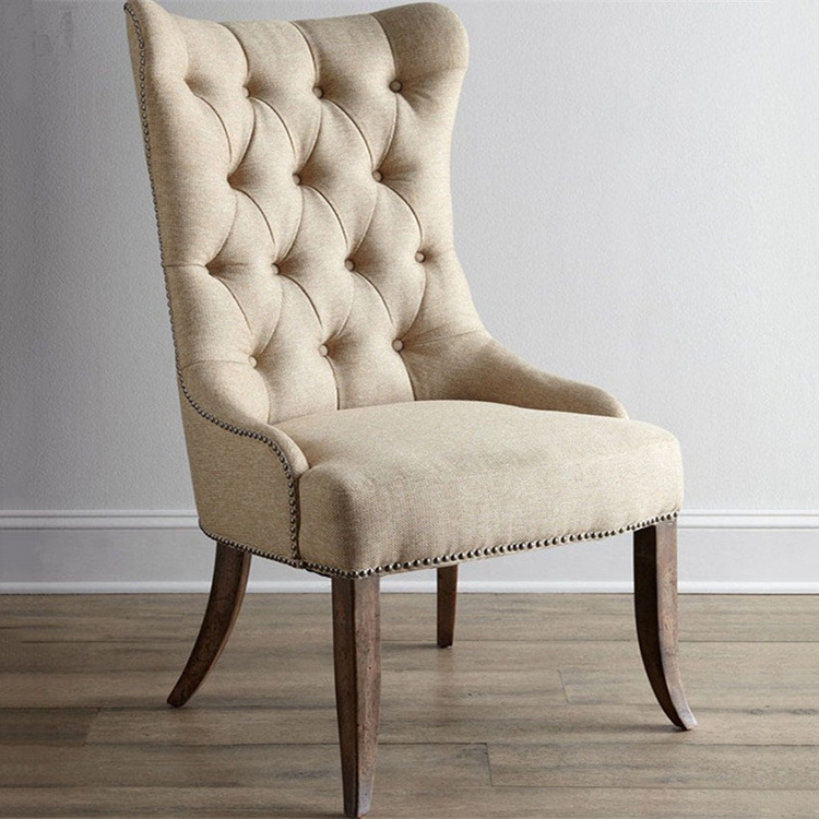 New hot selling luxury designed accent cane Velvet chesterfield button Commercial tufted Dining Chair with wooden frame