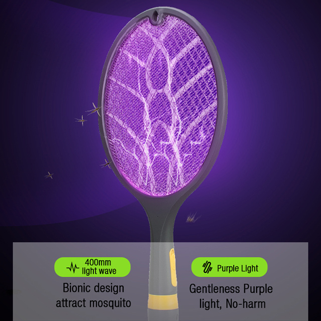 New Design High Electronic Shock Best Rechargeable 2 IN 1 Fly Insect  Killer lamp Battery Operated Mosquito Swatter