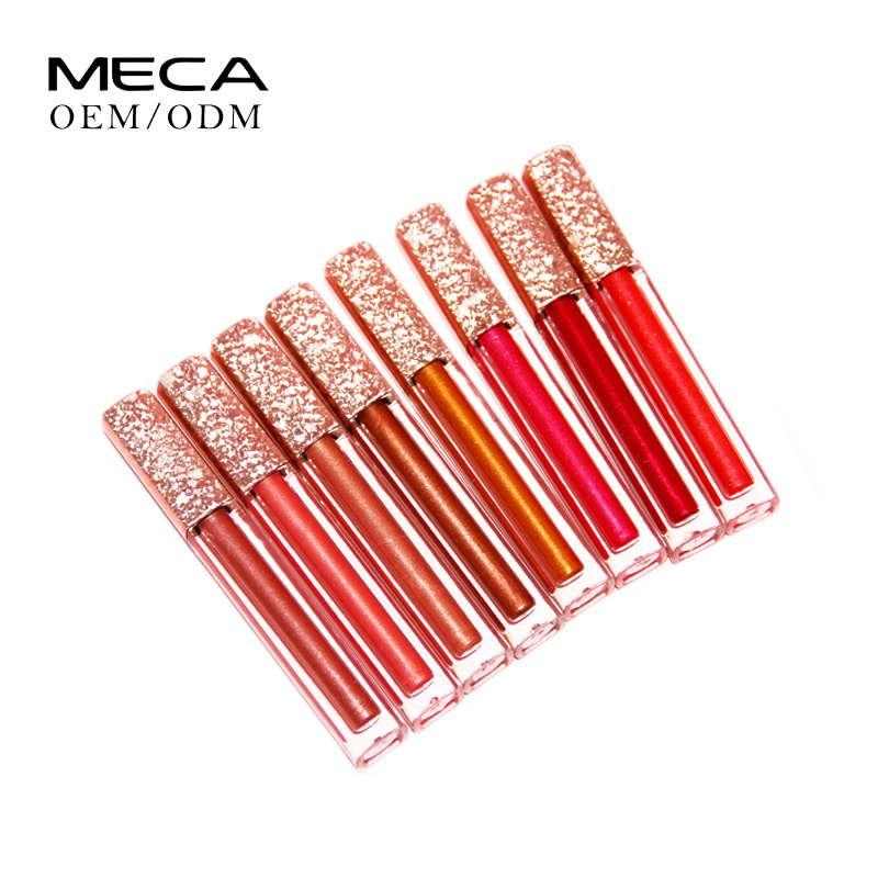 low moq custom lips makeup no logo metallic pearl shiny lipstick waterproof private label glitter lip gloss