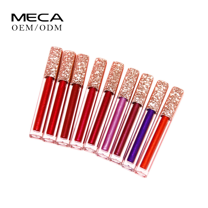 low moq custom lips makeup no logo metallic pearl shiny lipstick waterproof private label glitter lip gloss