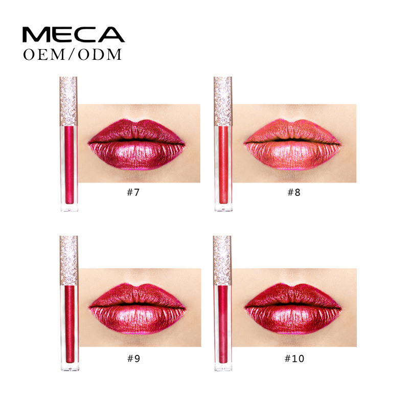 low moq custom lips makeup no logo metallic pearl shiny lipstick waterproof private label glitter lip gloss