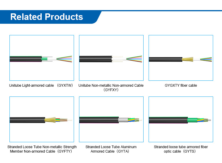 GYXTW 1 core optical fiber Aerial/ Duct Armored High Tension Fiber Optic Cable Power Cable