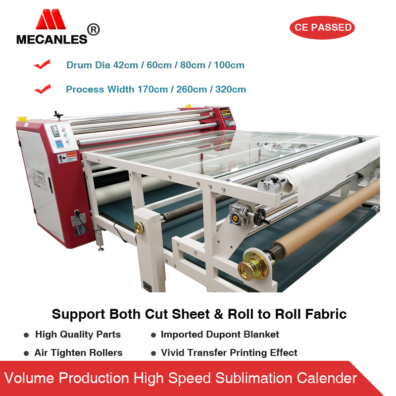 china manufacturer multifunction oil heat transfer machine rotary heat press for both cut sheet and roll to roll fabrics 170cm