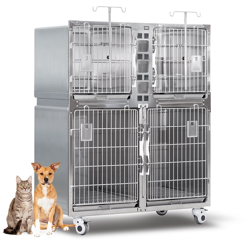 Wholesale Small Animal Stackable Modular Bully Cage Bank Metal Kennels Large Stainless Steel Puppy Pet Cat Dog Grooming Cage