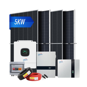 Complete Solar Energy Generate Full Package Hybrid Inverter Lithium Battery Mono Panel 5KW with Mounting Kit for Home Appliances