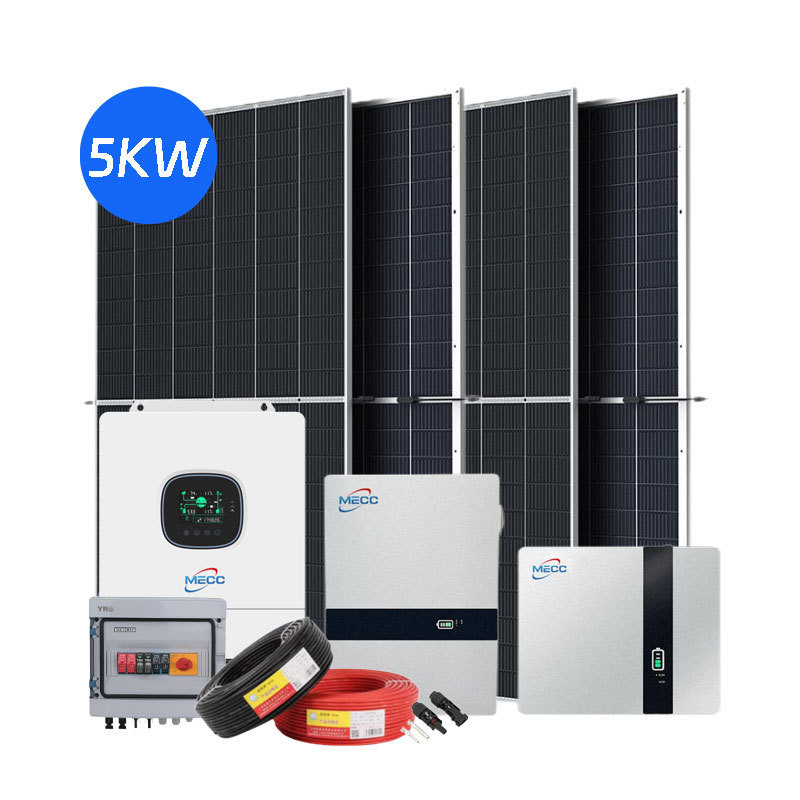 Solar Renewable Energy Full Package 5KW Lithium Battery Hybrid Inverter Mono Panel Complete Solar Energy System for Appliances