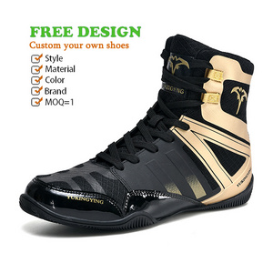 Make Your own Logo Gym Boxing  Bodybuilding Shoes with Name Designer Leather Wrestling Shoes Custom Split Sole