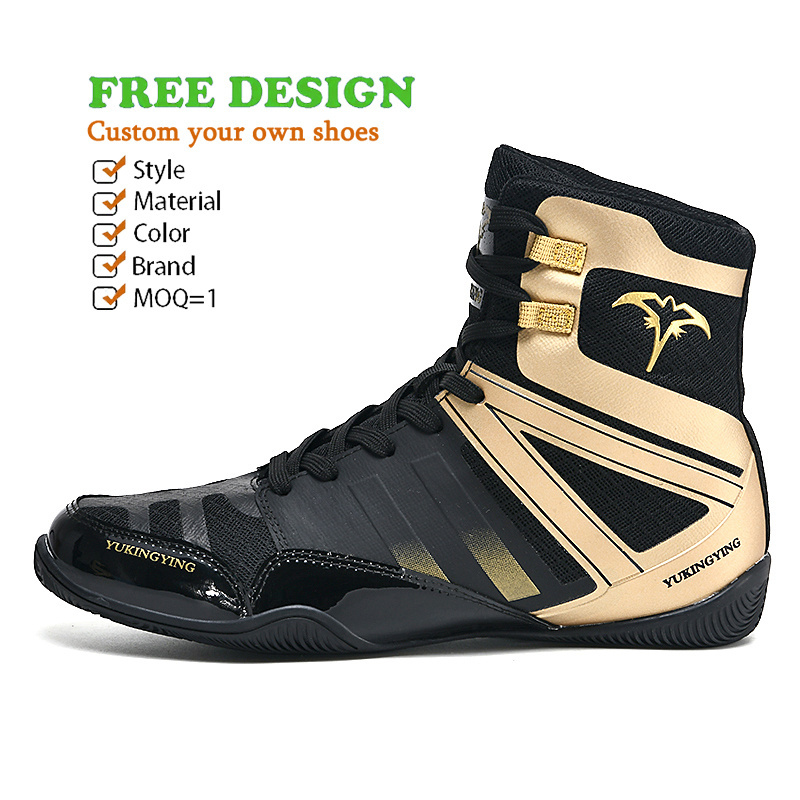 Make Your own Logo Gym Boxing  Bodybuilding Shoes with Name Designer Leather Wrestling Shoes Custom Split Sole