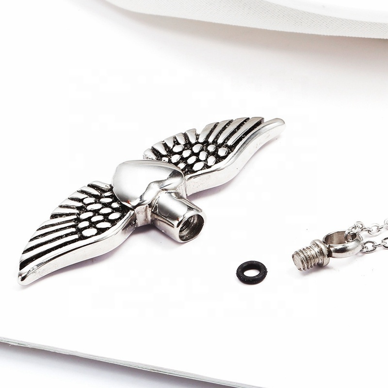 MECYLIFE Guardian Angel Wing Urn Ashes Keepsake Pendant Stainless Steel Cremation Necklace Memorial Necklace