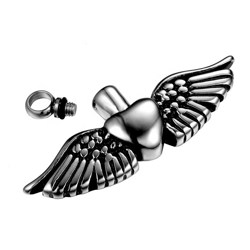 MECYLIFE Guardian Angel Wing Urn Ashes Keepsake Pendant Stainless Steel Cremation Necklace Memorial Necklace