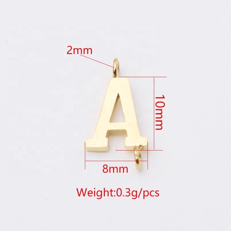 MECYLIFE Wholesale DIY Charm Pendant 18K Gold Plated Double Hole Stainless Steel Geometric Letter Charm Initial Charm