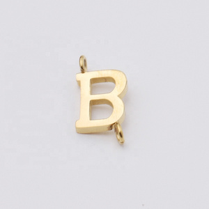 MECYLIFE Wholesale DIY Charm Pendant 18K Gold Plated Double Hole Stainless Steel Geometric Letter Charm Initial Charm