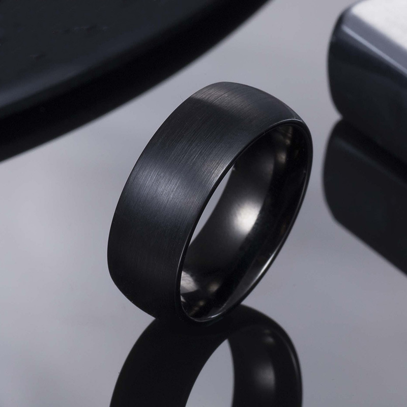 MECYLIFE Matte Surface Finishing IP Black Jewelry Mens Tungsten Ring