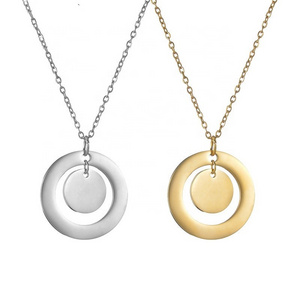 MECYLIFE Disc Necklace Round Circle Necklace Custom Engraved Blank Coin Pendant Minimalist Stainless Steel Necklace Women