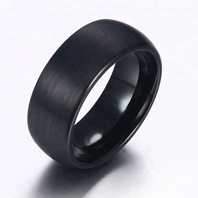 MECYLIFE Matte Surface Finishing IP Black Jewelry Mens Tungsten Ring