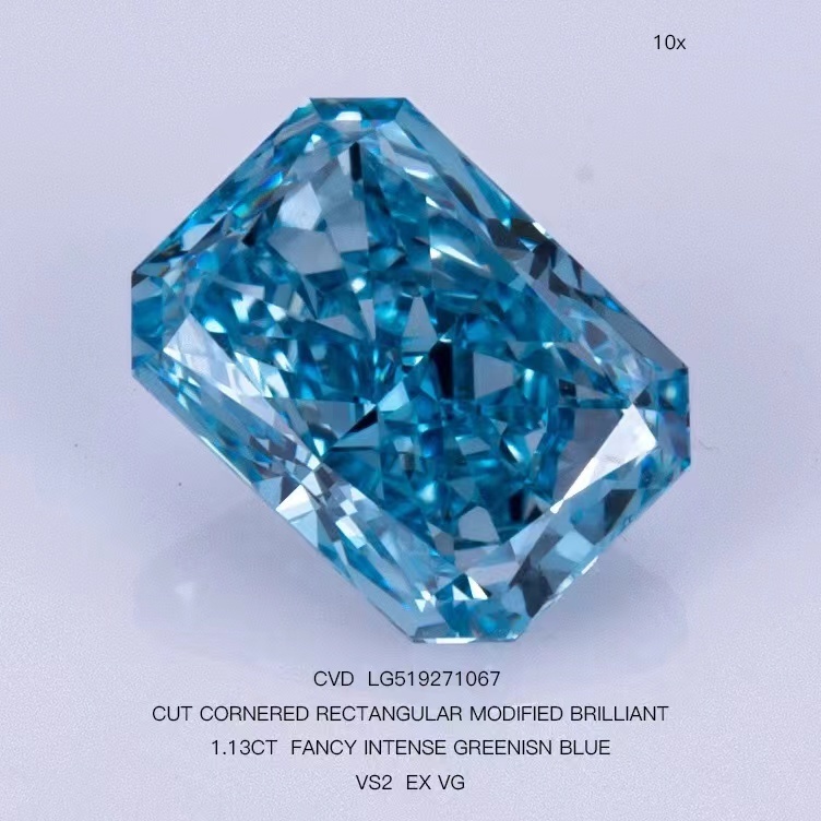 MEDBOO Fine Jewelry CVD Loose Diamond IGI Certification 1.13CT VS2 Lab Grown Blue Diamond Fancy Intense Greenish Blue Diamond