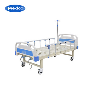 HIgh Quality Two Crank Manual Hospital  Bed With Wheel And Side Rail