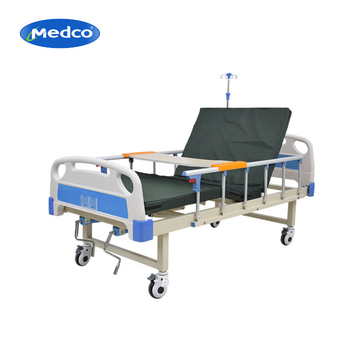 HIgh Quality Two Crank Manual Hospital  Bed With Wheel And Side Rail